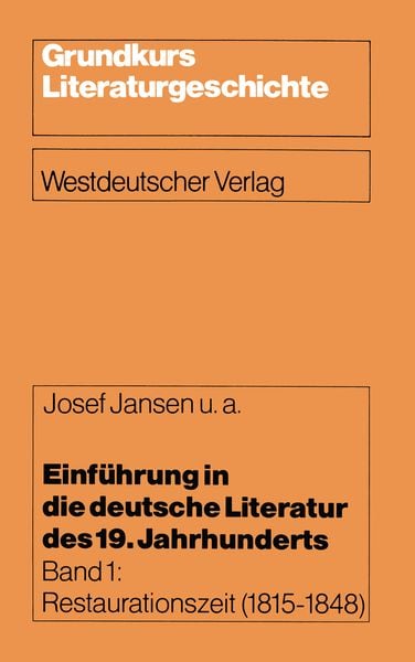 Einführung in die deutsche Literatur des 19. Jahrhunderts, Taschenbuch von Josef Jansen, VS Verlag für Sozialwissenschaften, 9783531115313
