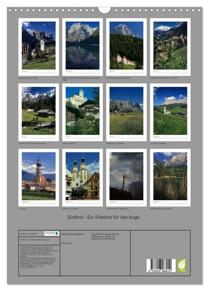 Produktbild: S&uuml;dtirol - Ein Erlebnis f&uuml;r das Auge (Wandkalender 2026 DIN A3 hoch), CALVENDO Monatskalender