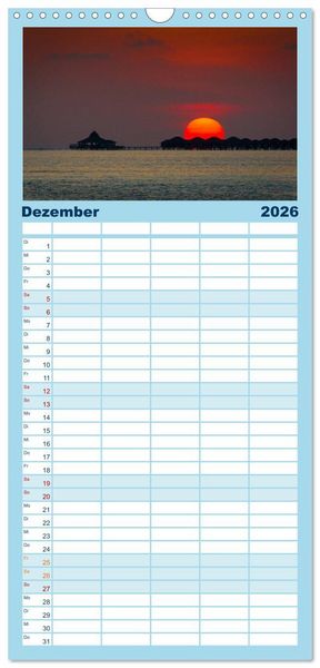 Produktbild: Familienplaner 2026 - Malediven &ndash; Das Paradies im Indischen Ozean III mit 5 Spalten (Wandkalender, 21 x 45 cm) CALVENDO