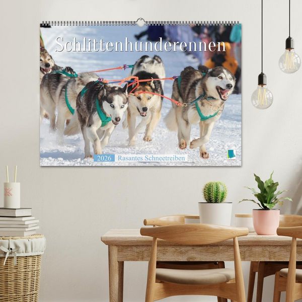 Produktbild: Schlittenhunderennen: Rasantes Schneetreiben (Wandkalender 2026 DIN A2 quer), CALVENDO Monatskalender