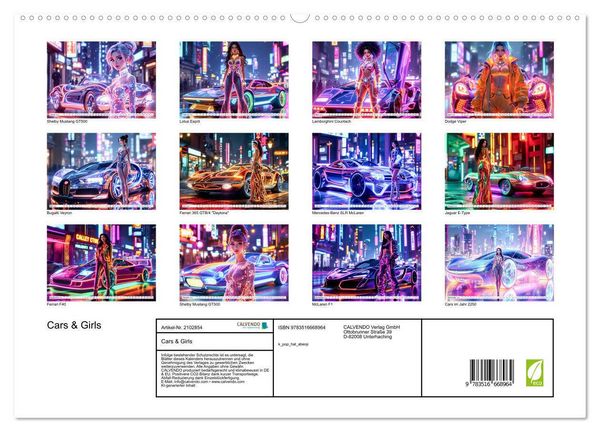 Produktbild: Cars & Girls (hochwertiger Premium Wandkalender 2026 DIN A2 quer), Kunstdruck in Hochglanz