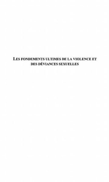 Produktbild: Les Fondements Ultimes De La Violence Et des Deviances Sexue
