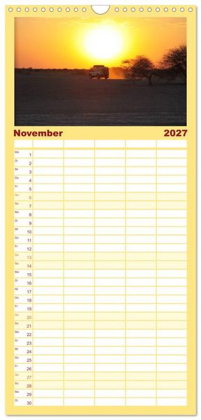 Produktbild: Familienplaner 2027 - Land Rover Defender - Unterwegs in Afrika mit 5 Spalten (Wandkalender, 21 x 45 cm) CALVENDO
