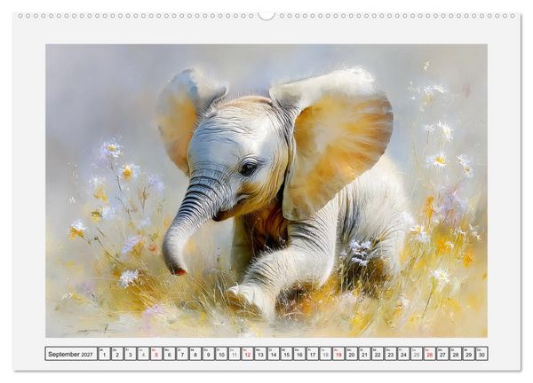 Produktbild: Elefanten. Graue Riesenbabys im Grasland (Wandkalender 2027 DIN A2 quer), CALVENDO Monatskalender