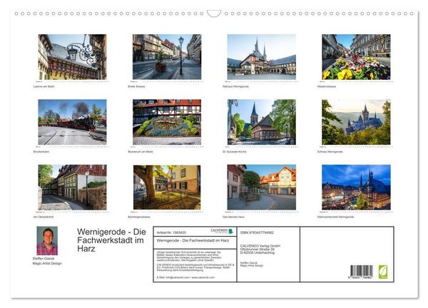 Produktbild: Wernigerode - Die Fachwerkstadt im Harz (Wandkalender 2026 DIN A2 quer), CALVENDO Monatskalender