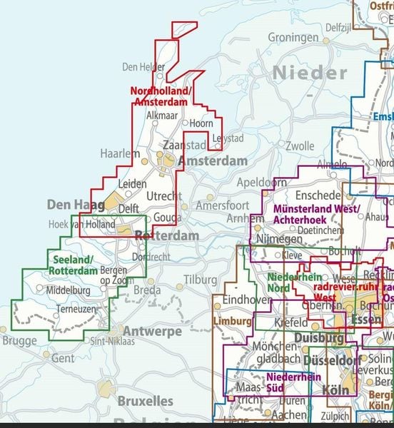 ADFC-Regionalkarte Nord-Holland Amsterdam, 1:75.000, mit Tagestourenvorschlägen