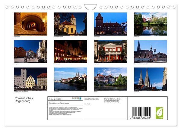 Produktbild: Romantisches Regensburg (Wandkalender 2026 DIN A4 quer), CALVENDO Monatskalender