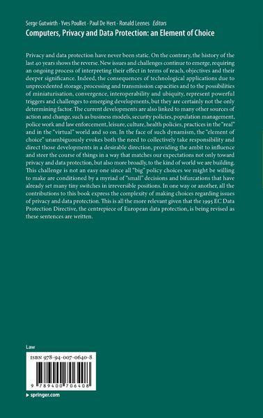 Produktbild: Computers, Privacy and Data Protection: an Element of Choice