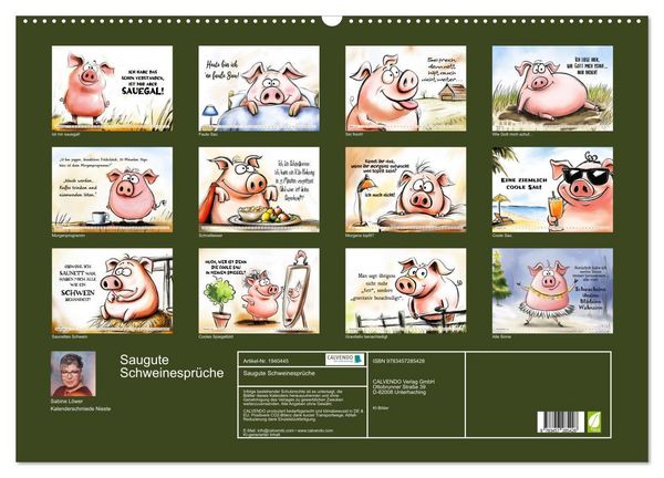 Produktbild: Saugute Schweinespr&uuml;che (Wandkalender 2026 DIN A2 quer), CALVENDO Monatskalender