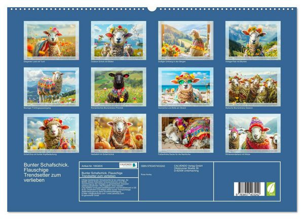 Produktbild: Bunter Schafschick. Flauschige Trendsetter zum verlieben (hochwertiger Premium Wandkalender 2026 DIN A2 quer), Kunstdruck in Hochglanz