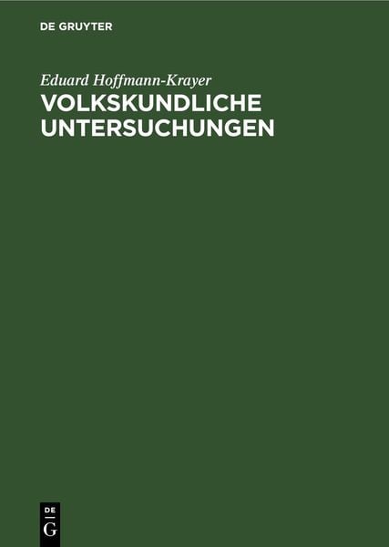 Produktbild: Volkskundliche Untersuchungen