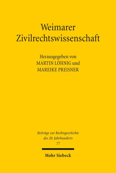 Produktbild: Weimarer Zivilrechtswissenschaft