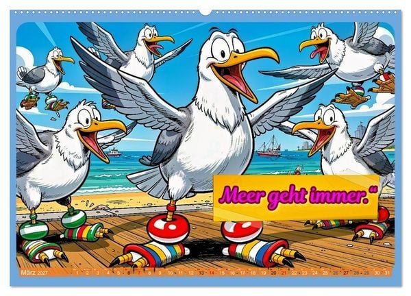 Produktbild: Lustige M&ouml;wen von der K&uuml;ste (hochwertiger Premium Wandkalender 2027 DIN A2 quer), Kunstdruck in Hochglanz