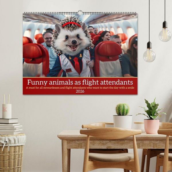 Produktbild: Funny animals as flight attendants (Wall Calendar 2026 DIN A2 landscape), CALVENDO 12 Month Wall Calendar