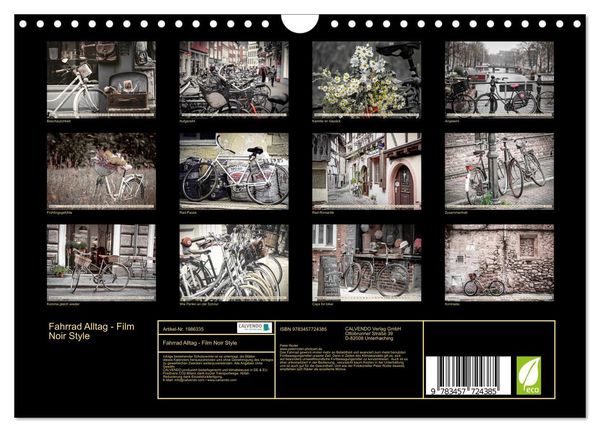 Produktbild: Fahrrad Alltag - Film Noir Style (Wandkalender 2026 DIN A4 quer), CALVENDO Monatskalender