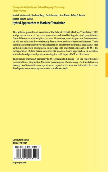 Produktbild: Hybrid Approaches to Machine Translation