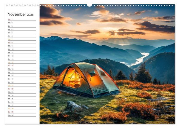 Produktbild: Camping mit dem Zelt (hochwertiger Premium Wandkalender 2026 DIN A2 quer), Kunstdruck in Hochglanz