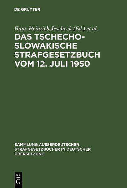 Produktbild: Das Tschechoslowakische Strafgesetzbuch vom 12. Juli 1950