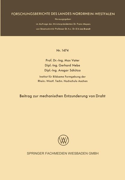 Produktbild: Beitrag zur mechanischen Entzunderung von Draht
