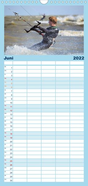 Produktbild: Familienplaner Kitesurfen - Wind und Wellen (Wandkalender 2022 , 21 cm x 45 cm, hoch)