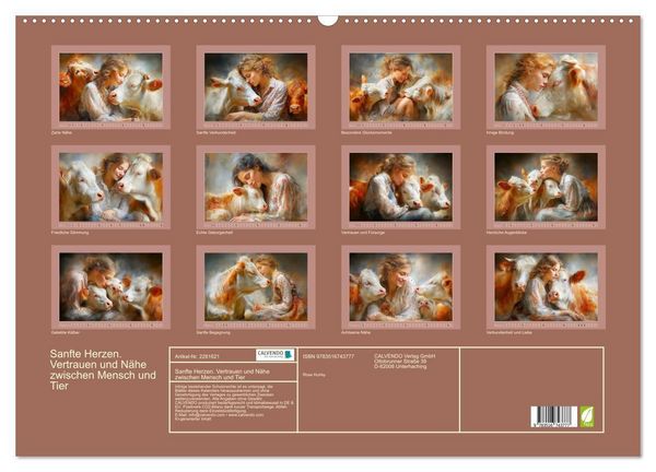 Produktbild: Sanfte Herzen. Vertrauen und N&auml;he zwischen Mensch und Tier (Wandkalender 2026 DIN A2 quer), CALVENDO Monatskalender