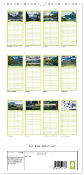 Produktbild: Familienplaner 2026 - Seen - Berge - Salzkammergut mit 5 Spalten (Wandkalender, 21 x 45 cm) CALVENDO