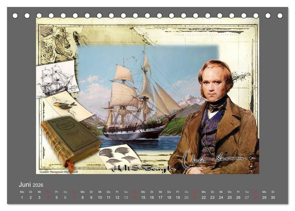 Produktbild: 500 Jahre unter Segeln - von der GOLDEN HIND zur KERSHONES (Tischkalender 2026 DIN A5 quer), CALVENDO Monatskalender