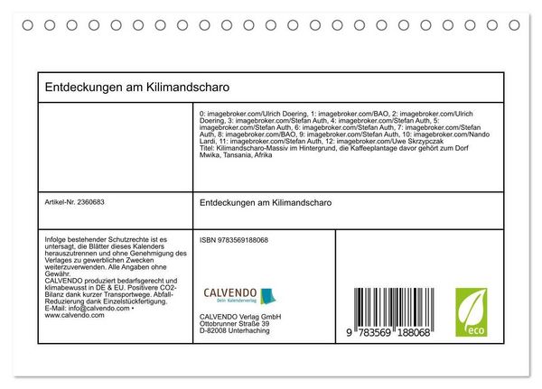 Produktbild: Entdeckungen am Kilimandscharo (Tischkalender 2027 DIN A5 quer), CALVENDO Monatskalender