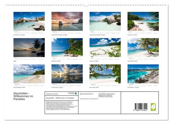 Produktbild: Seychellen - Willkommen im Paradies (hochwertiger Premium Wandkalender 2026 DIN A2 quer), Kunstdruck in Hochglanz
