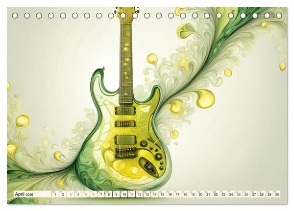 Produktbild: Guitars Fractal Art (Desk Calendar 2026 DIN A5 landscape), CALVENDO 12 Month DeskCalendar