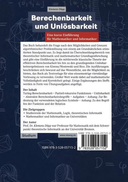 Produktbild: Berechenbarkeit und Unl&ouml;sbarkeit
