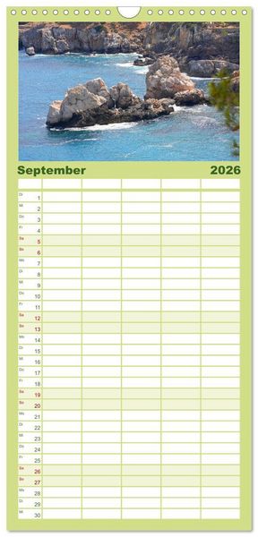 Produktbild: Familienplaner 2026 - Cala Deia - Mallorcas Traumbucht mit 5 Spalten (Wandkalender, 21 x 45 cm) CALVENDO