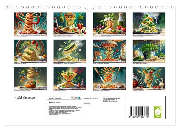 Produktbild: Nudel Varianten (Wandkalender 2026 DIN A4 quer), CALVENDO Monatskalender