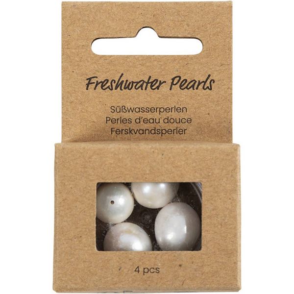 Produktbild: Creativ Company S&uuml;&szlig;wasserperlen, L&auml;ngs perforiert, D 13-14 mm, Lochgr&ouml;&szlig;e 0,8 mm, Perlmutt, 4 Stk