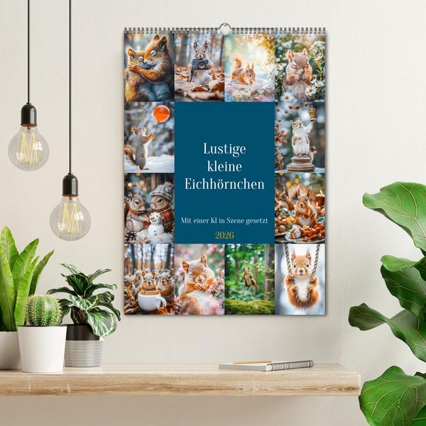 Produktbild: Lustige kleine Eichh&ouml;rnchen (Wandkalender 2026 DIN A2 hoch), CALVENDO Monatskalender