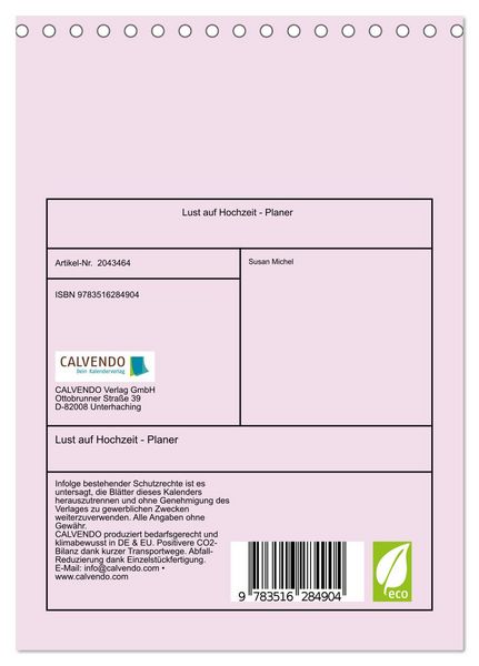 Produktbild: Lust auf Hochzeit - Planer (Tischkalender 2026 DIN A5 hoch), CALVENDO Monatskalender