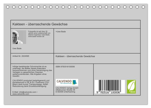 Produktbild: Kakteen - &uuml;berraschende Gew&auml;chse (Tischkalender 2026 DIN A5 quer), CALVENDO Monatskalender