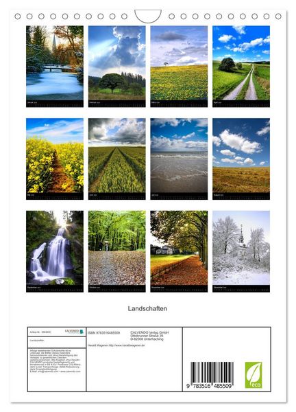 Produktbild: Landschaften (Wandkalender 2026 DIN A4 hoch), CALVENDO Monatskalender