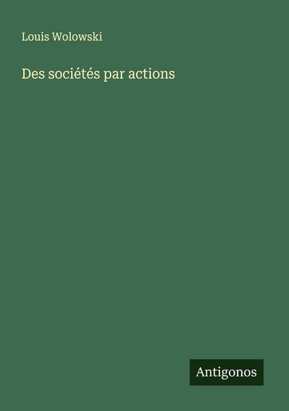 Produktbild: Des soci&eacute;t&eacute;s par actions