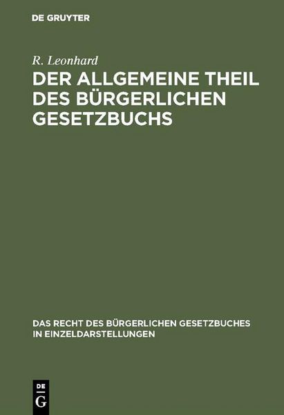 Produktbild: Der allgemeine Theil des b&uuml;rgerlichen Gesetzbuchs