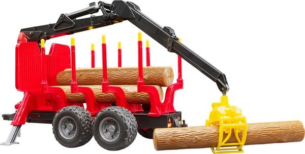 Produktbild: Bruder Profi-Serie R&uuml;ckeanh&auml;nger mit Ladekran, 4 Baumst&auml;mmen und Holzgreifer