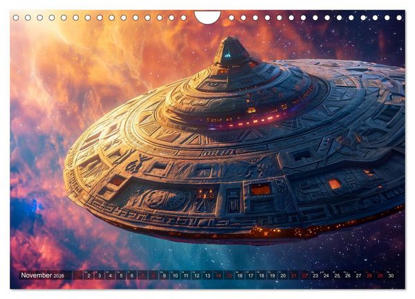 Produktbild: Raumschiffe - Im Universum durch Raum und Zeit (Wandkalender 2026 DIN A4 quer), CALVENDO Monatskalender
