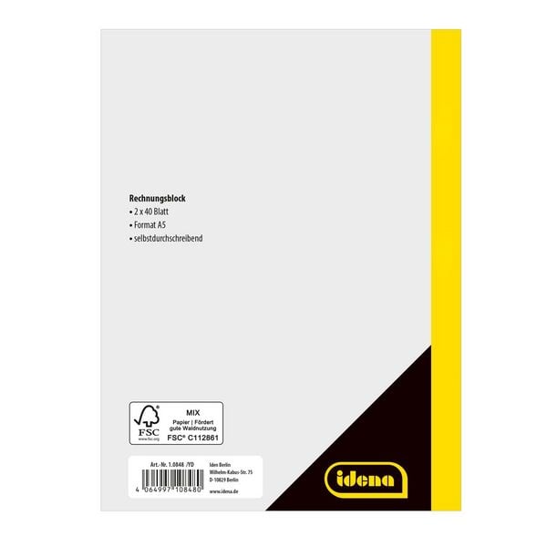 Produktbild: Idena Rechnungsbuch selbstdurchschreibend DIN A5 2x40 Blatt
