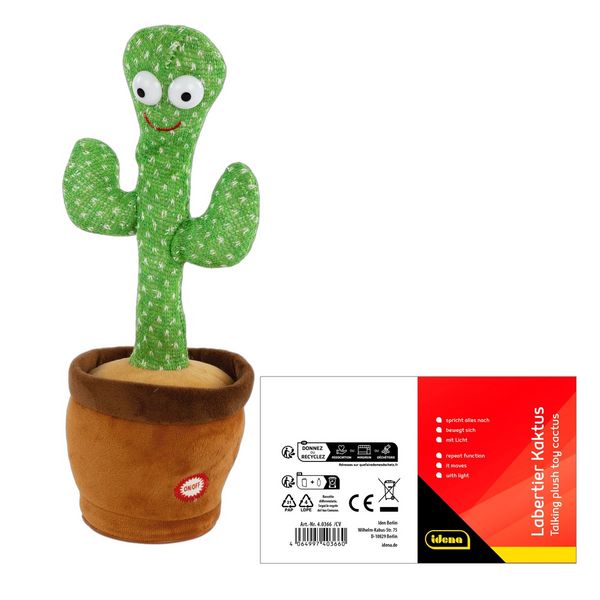 Produktbild: Idena Pl&uuml;sch Plapper Kaktus 33cm