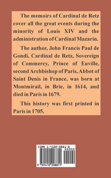 Produktbild: Secret Memoirs of Cardinal de Retz