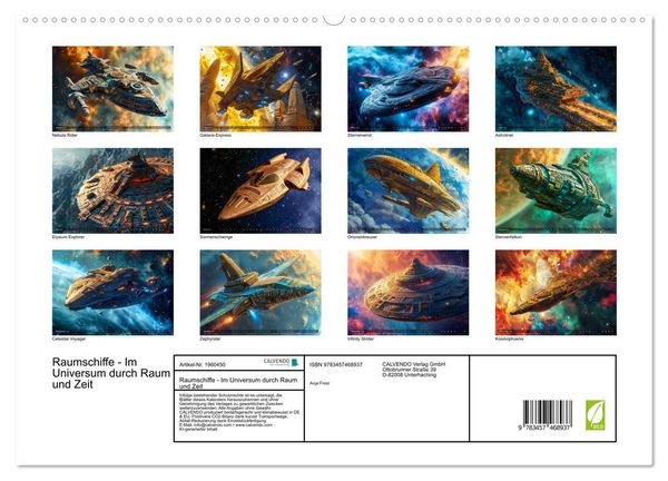 Produktbild: Raumschiffe - Im Universum durch Raum und Zeit (hochwertiger Premium Wandkalender 2026 DIN A2 quer), Kunstdruck in Hochglanz