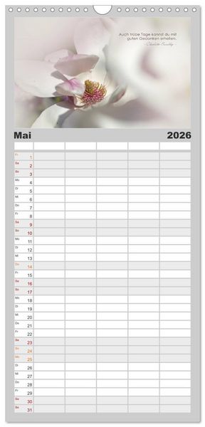 Produktbild: Familienplaner 2026 - Mit guten Gedanken durch das Jahr mit 5 Spalten (Wandkalender, 21 x 45 cm) CALVENDO
