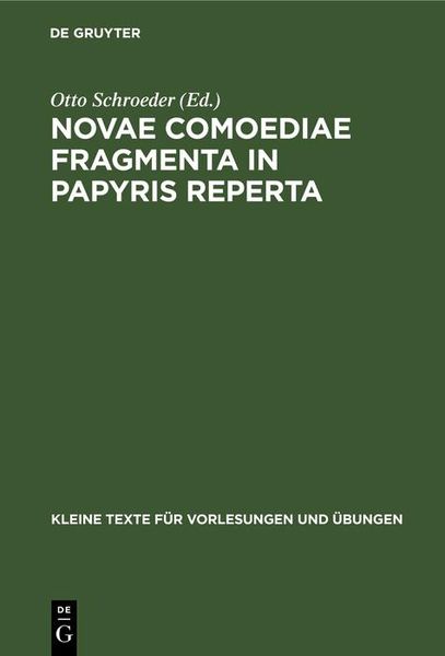 Produktbild: Novae comoediae fragmenta in papyris reperta