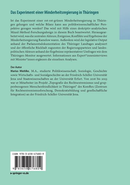 Produktbild: Das Experiment einer Minderheitsregierung in Th&uuml;ringen