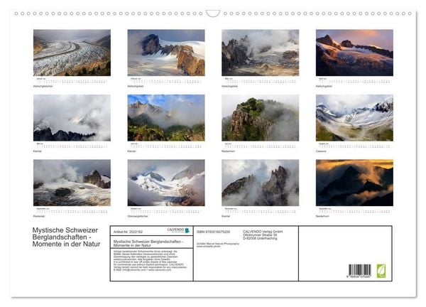 Produktbild: Mystische Schweizer Berglandschaften - Momente in der Natur (Wandkalender 2026 DIN A2 quer), CALVENDO Monatskalender